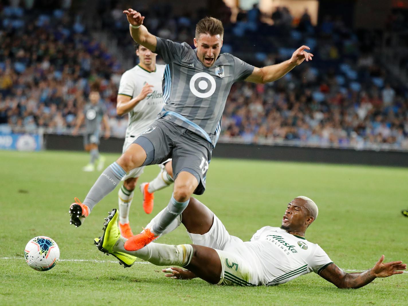 Minnesota United midfielder Ethan Finlay, left, accused MLS owners on Thursday of "bullying" the players into a labor agreement with threats of a lockout. Finlay is the Loons' union rep.