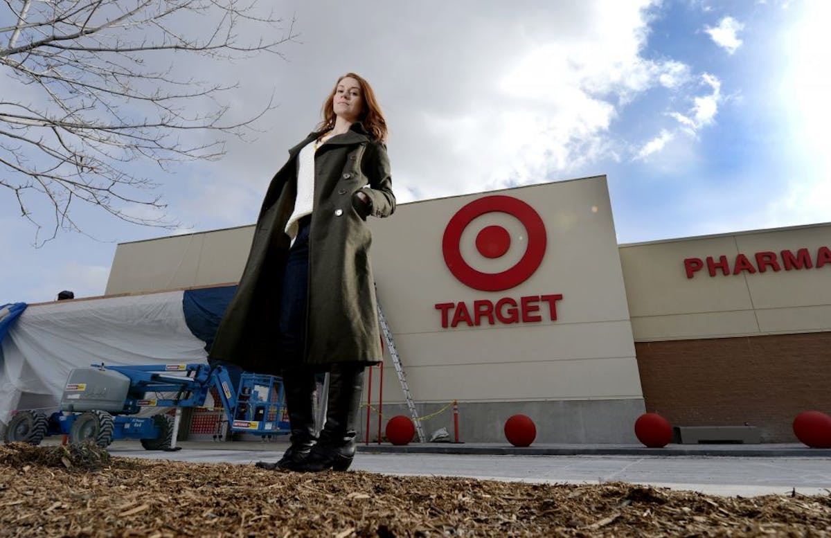 Laurel MacLeod, 28, posed outside a Target that will open soon in ­Toronto. She currently drives to the Target in Buffalo, N.Y.