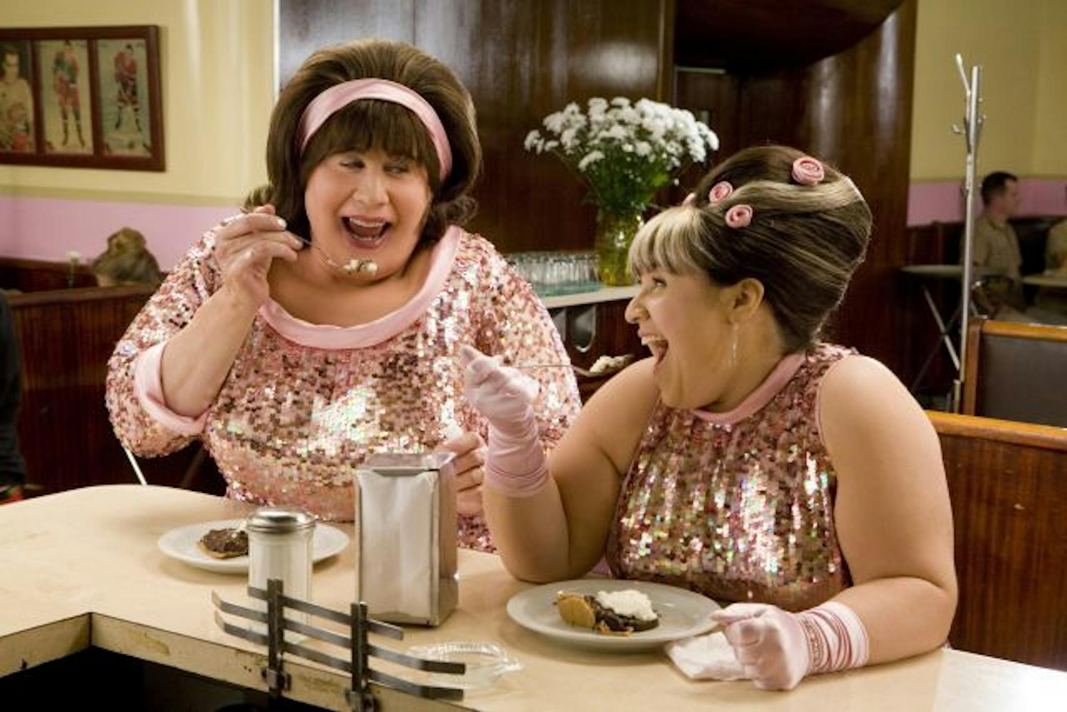 New Line Cinema provided this photo of John Travolta (left) and Nikki Blonsky (right) in "Hairspray."