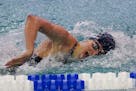 Pennsylvania’s Lia Thomas competing in the NCAA championships in March. She won the 500-yard freestyle at the women’s nationals, becoming the firs