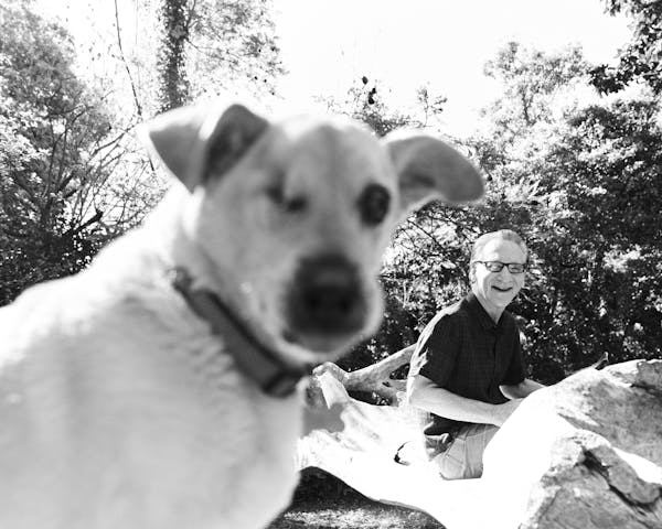 The talk show host Bill Maher, at home with Chico, a rescue dog with one eye, in Los Angeles on April 2, 2024. Maher is a rebel with a cause: He actua