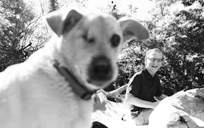 The talk show host Bill Maher, at home with Chico, a rescue dog with one eye, in Los Angeles on April 2, 2024. Maher is a rebel with a cause: He actua