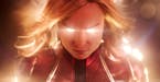 Brie Larson in a scene from "Captain Marvel." (Disney-Marvel Studios via AP)