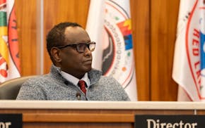 Minneapolis School Board Treasurer Abdul Abdi, pictured during a board meeting on March 11.