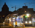 An eastbound Green Line train passed through St. Paul at the 10th Street Station on Friday night.