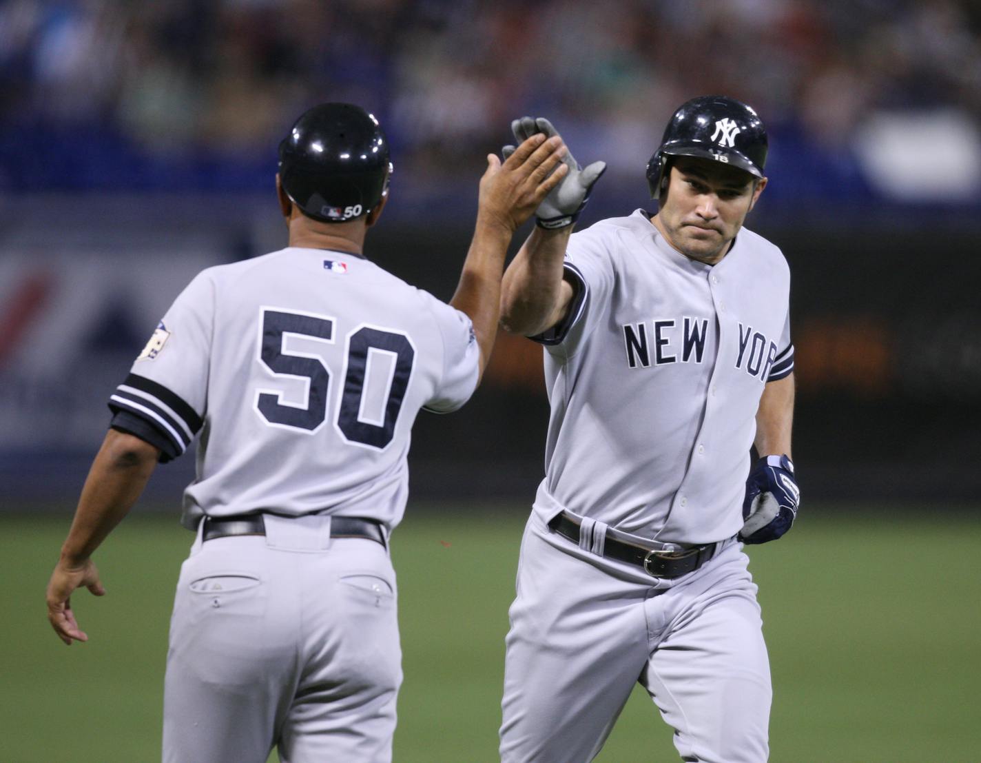 Leadoff hitter Johnny Damon got things going for the Yankees with a solo homer off Nick Blackburn.