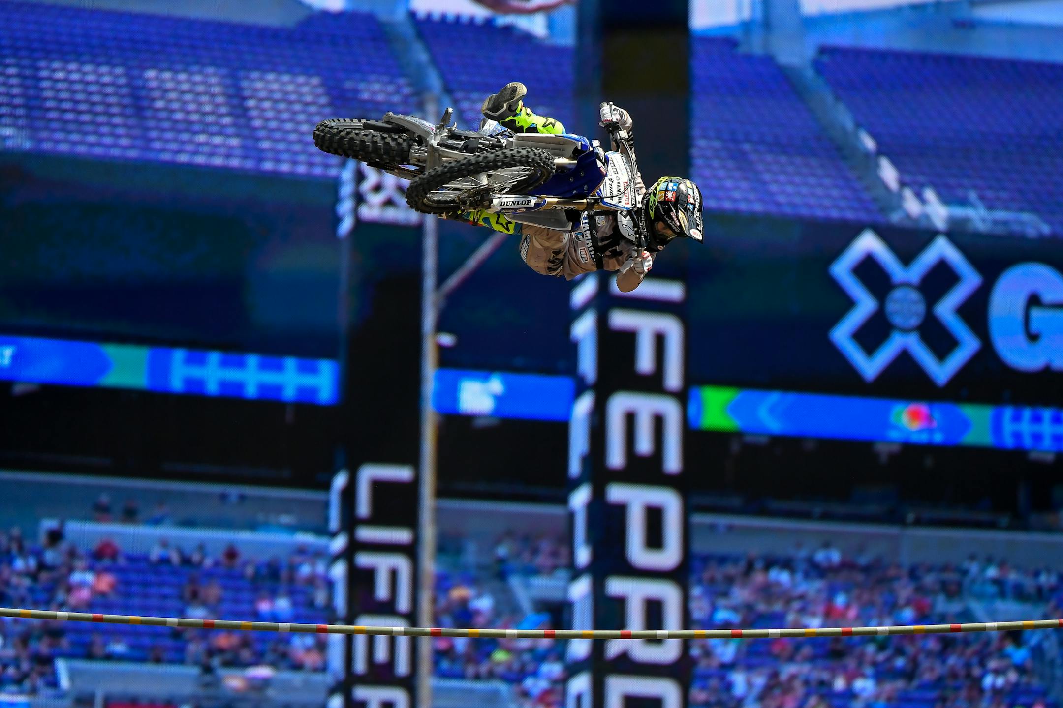 Jarryd McNeil won the motocross step up competition with a 44' jump Saturday. ] AARON LAVINSKY ï aaron.lavinsky@startribune.com The X Games were held Saturday, July 15, 2017 at US Bank Stadium in Minneapolis, Minn.