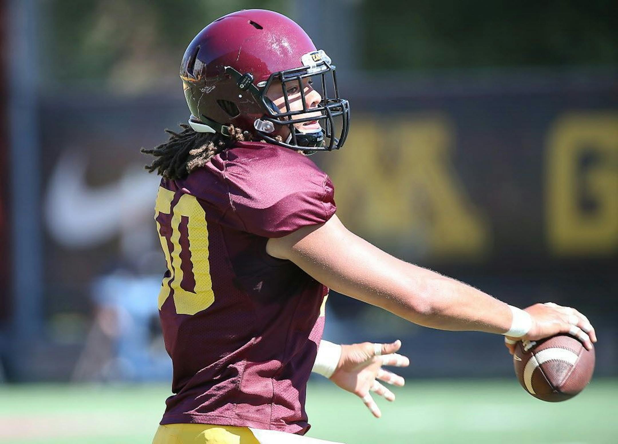Minnesota linebacker Jack Lynn practiced, Tuesday, August 11, 2015 at Nagurski field at the U of M in Minneapolis.
