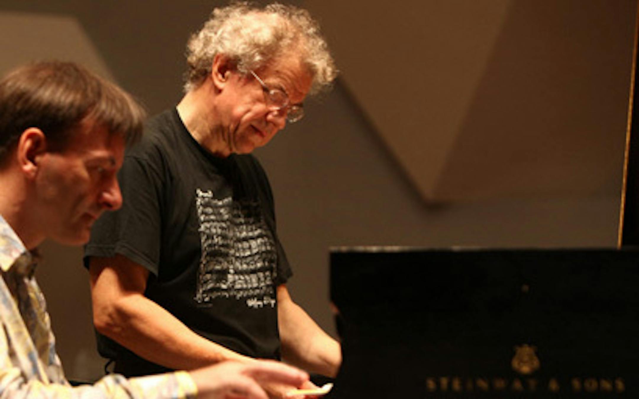Osmo Vanska rehearses with Stephen Hough on Tuesday.