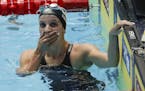 Regan Smith of Lakeville reacts after her women's 200 backstroke semifinal at the World Swimming Championships in Gwangju, South Korea.