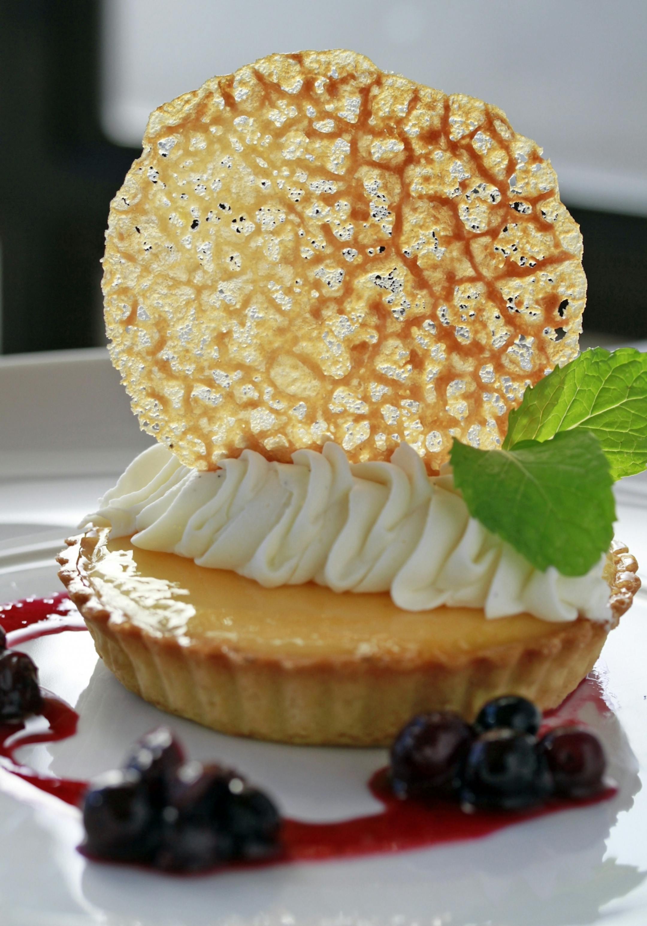 Restaurant review, - Lela, - Lemon Tart Whipped Mascarpone, Blueberry Marmalada