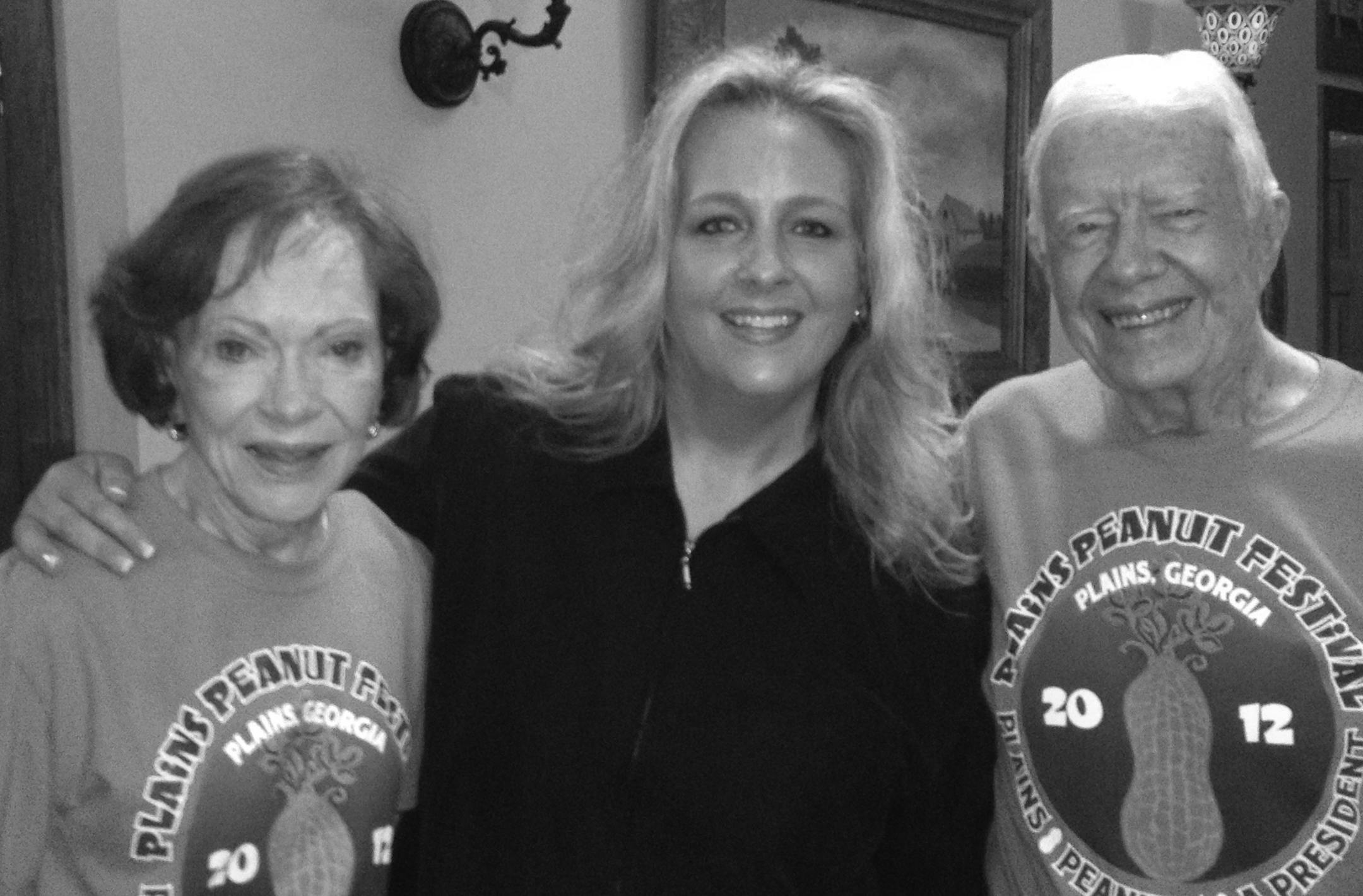 Rosalynn Carter, Lori Peterson, Pres. Jimmy Carter in Plains, GA, at the peanut festival. credit: Lori Peterson