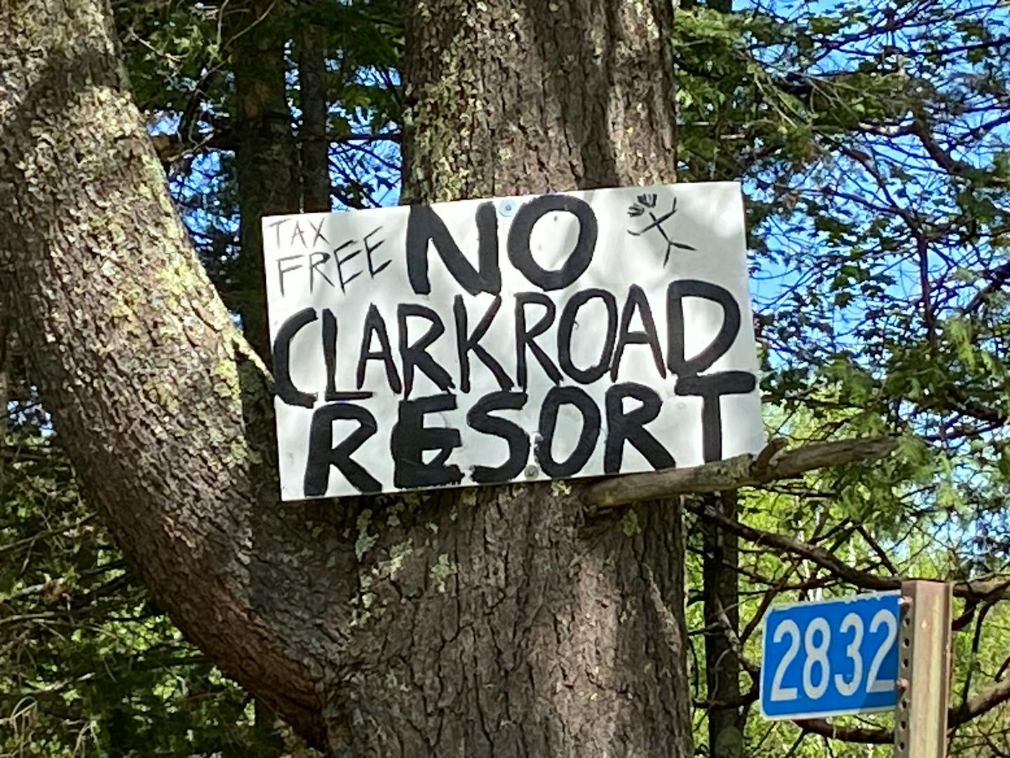A sign hung in opposition to a Black-led wellness sanctuary north of Two Harbors.