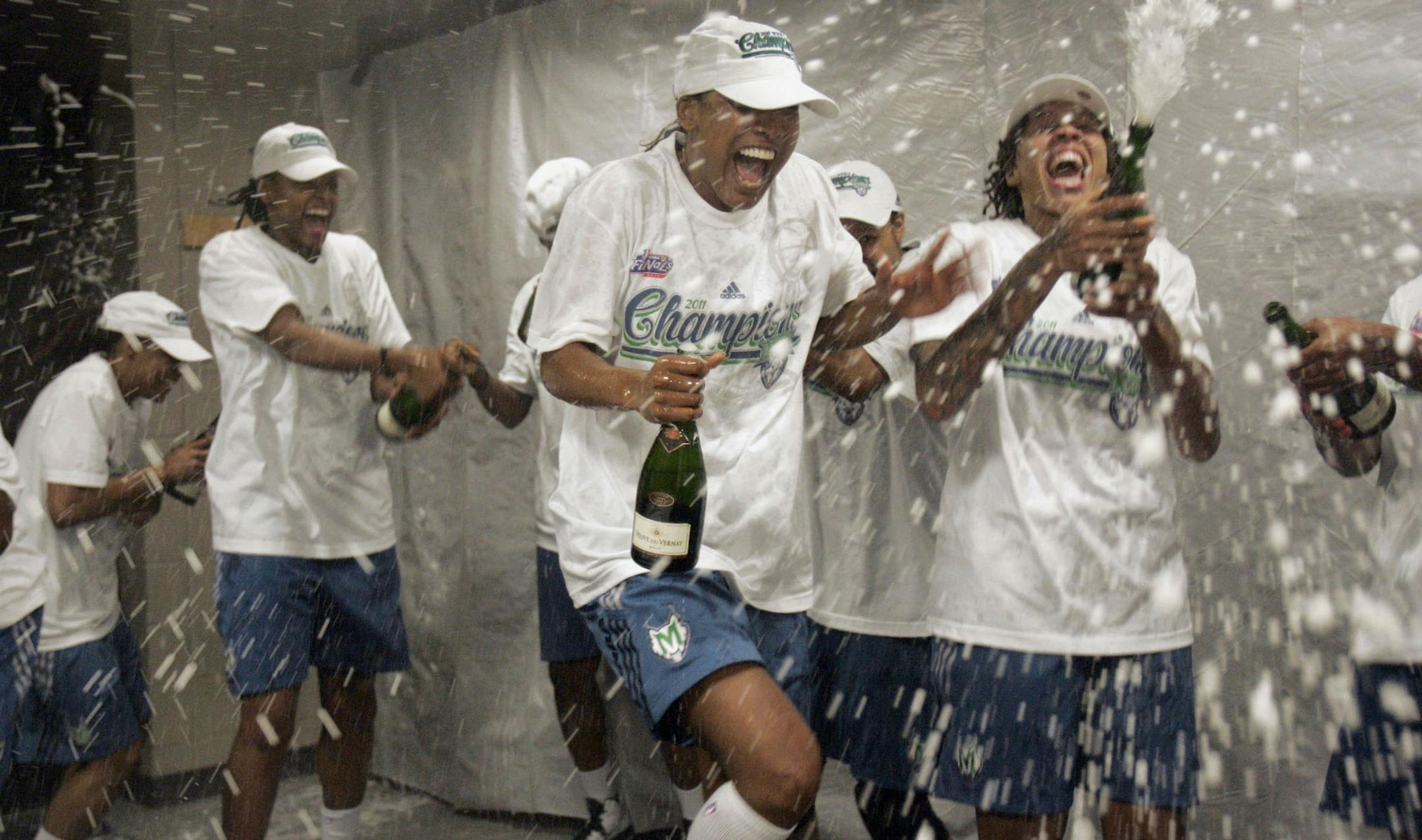 The Lynx celebrate their first-ever WNBA championship after defeating Atlanta 73-67 Friday night.
