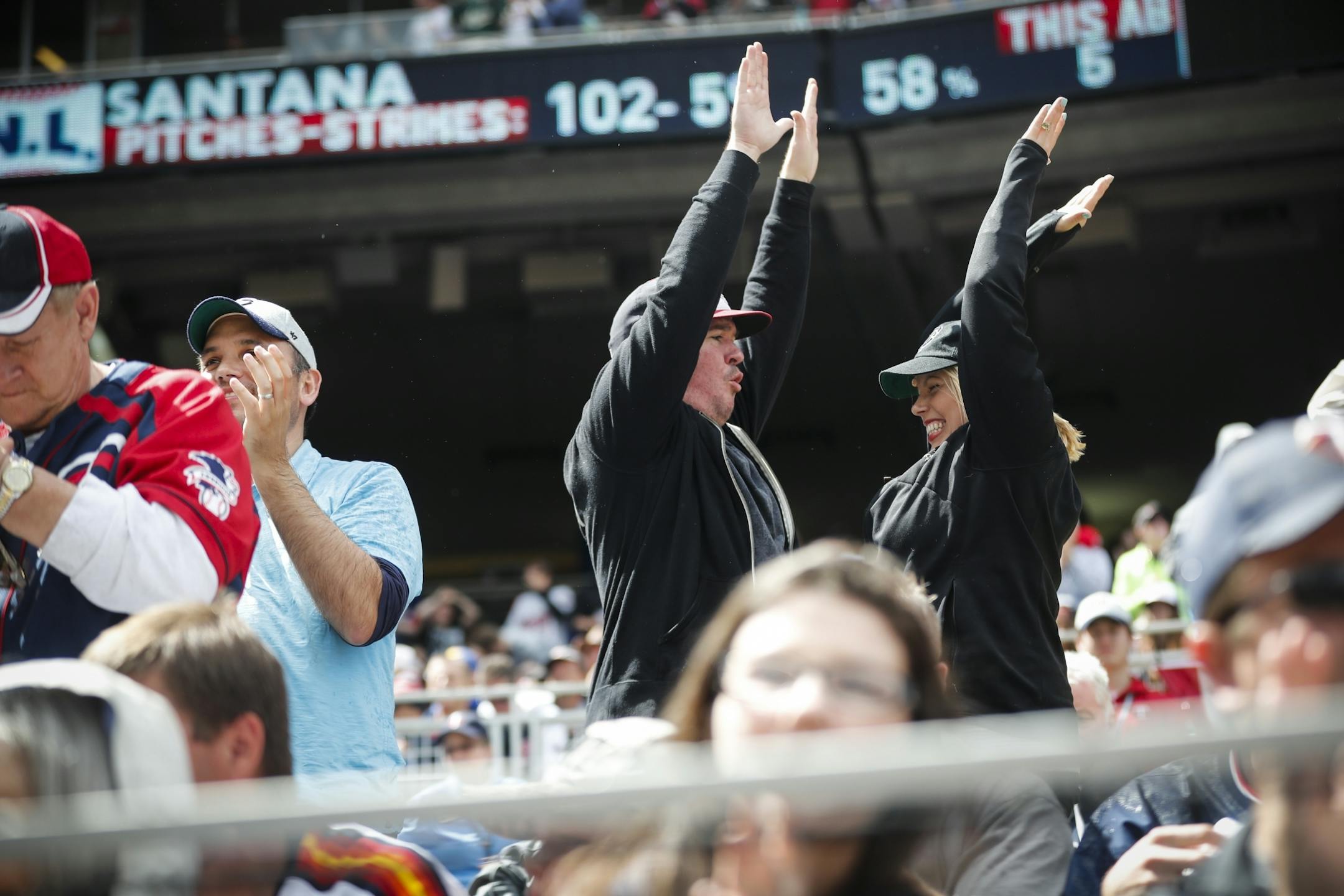 Fans cheered as Minnesota's Ervin Santana struck out Houston's George Springer to end the top of the seventh inning at Target Field in Minneapolis, Minn. on Monday, May 29, 2017.