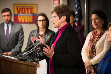 Rep. Alice Hausman, DFL-St. Paul, at a news conference in 2016.