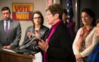 Rep. Alice Hausman, DFL-St. Paul, at a news conference in 2016.