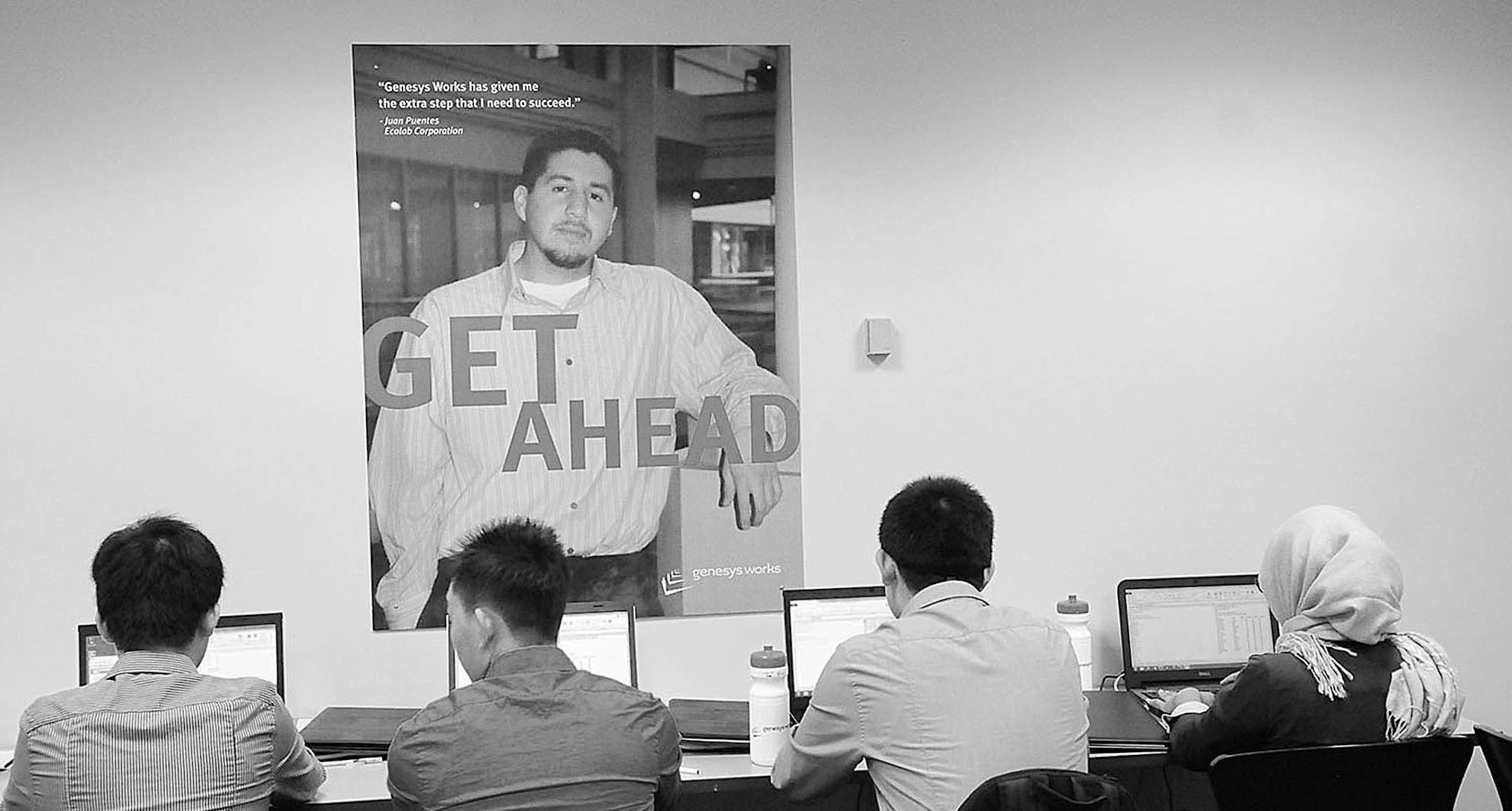Youthful Genesys Works clients learn a new computer system at Genesys Works in St Paul Thursday morning June 19; 2014.Photo by John Doman