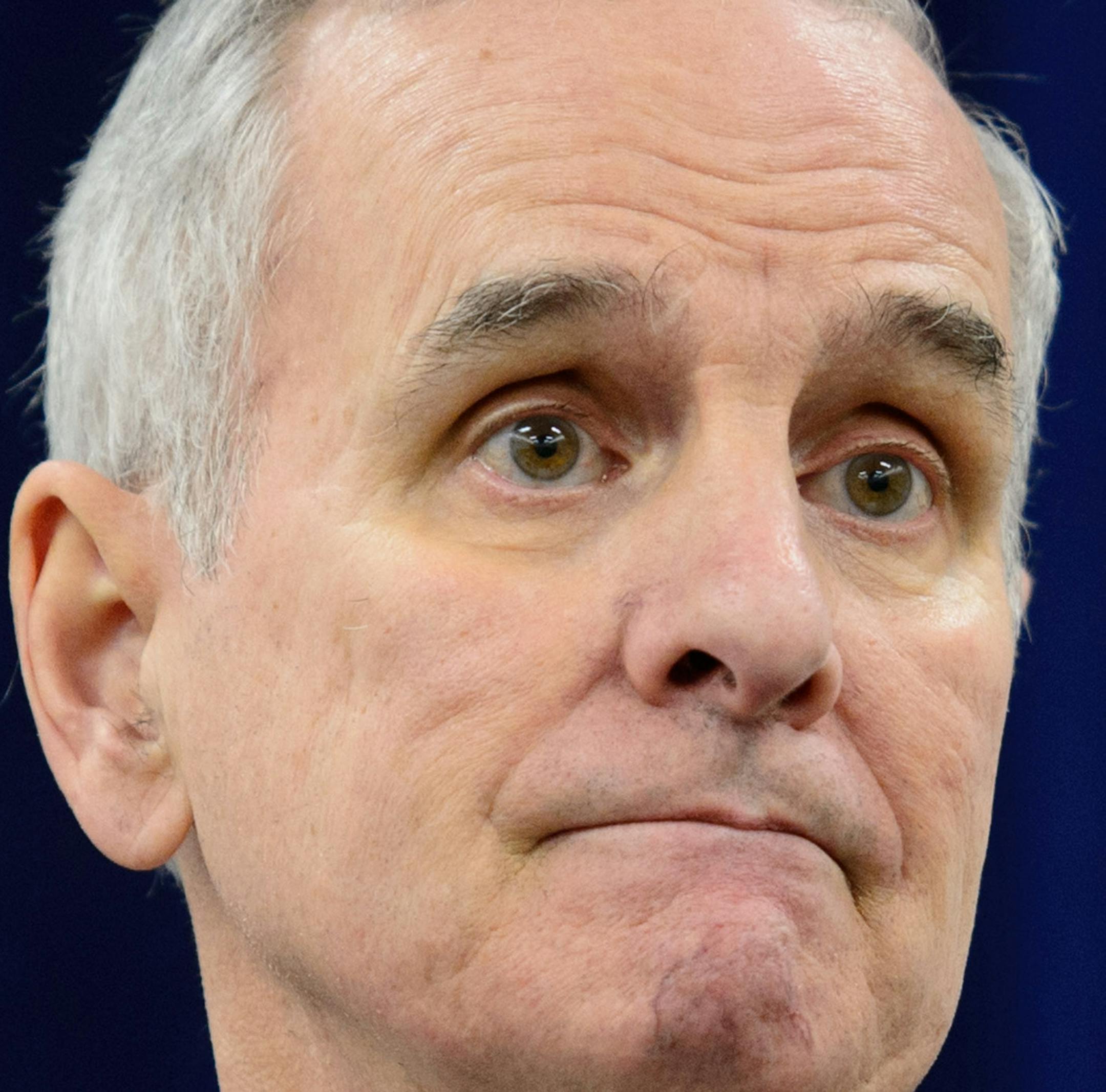 Governor Mark Dayton said he learned a "brutal" lesson today and said Tom Bakk "blindsided" him and "stabbed him in the back." ] GLEN STUBBE * gstubbe@startribune.com Thursday, February 13, 2015