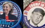 AP Photo/Mary Altaffer/Andrew Spear/The New York Times Hillary Clinton button and Donald Trump. (AP Photo/Mary Altaffer) ORG XMIT: MIN2016040813524411
