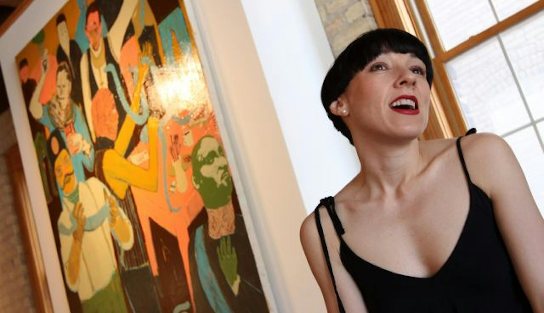 Emma Berg with art by Tynan Kerr and Andie Mazorol at the Fox Tax Gallery as part of the annual Art-A-Whirl, a weekend of open studios, performances and parties in NE Minneapolis.