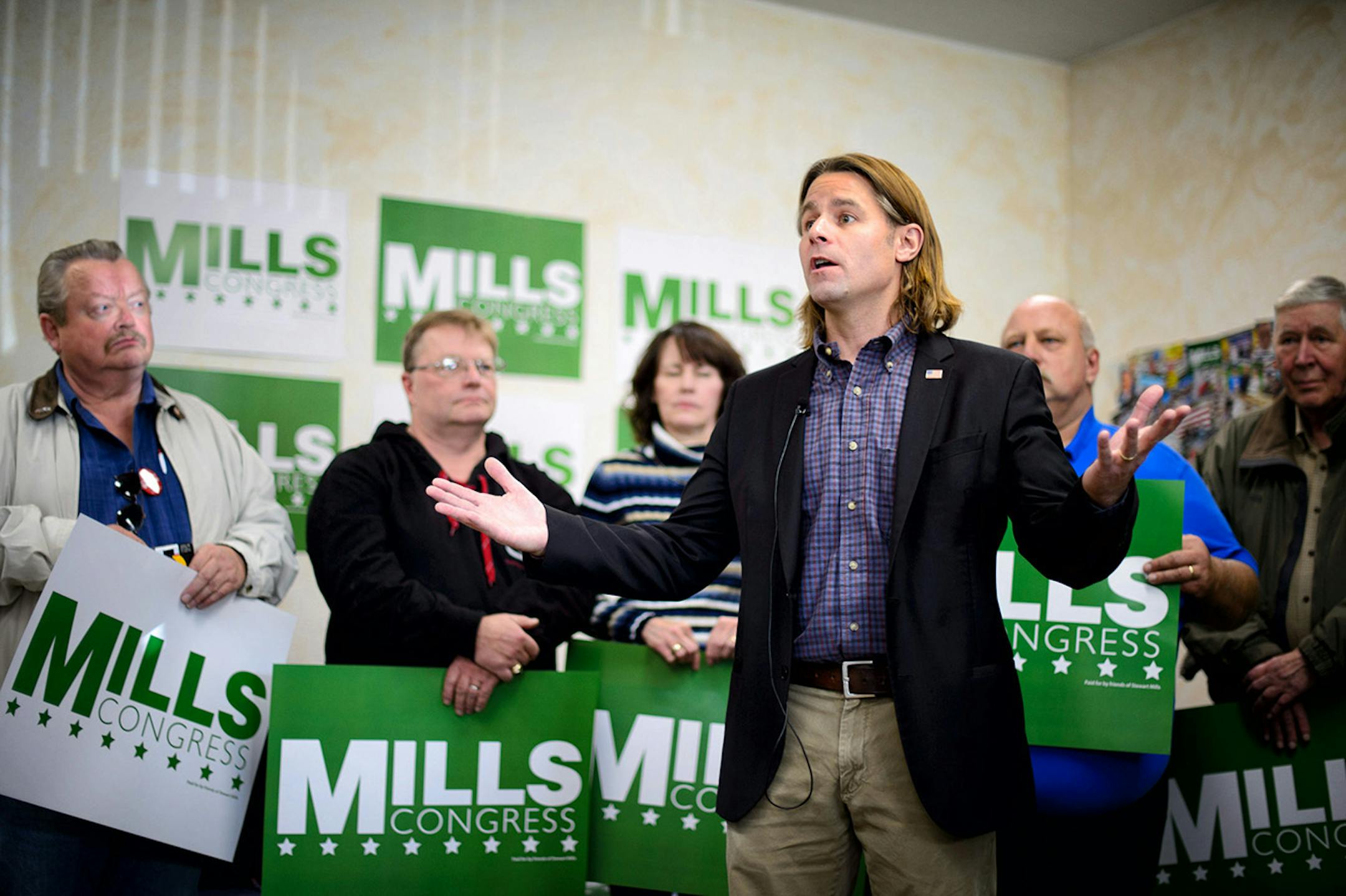 Stewart Mills addressed supporters at the Duluth GOP Victory Office. ] GLEN STUBBE * gstubbe@startribune.com Friday, October 31, 2014