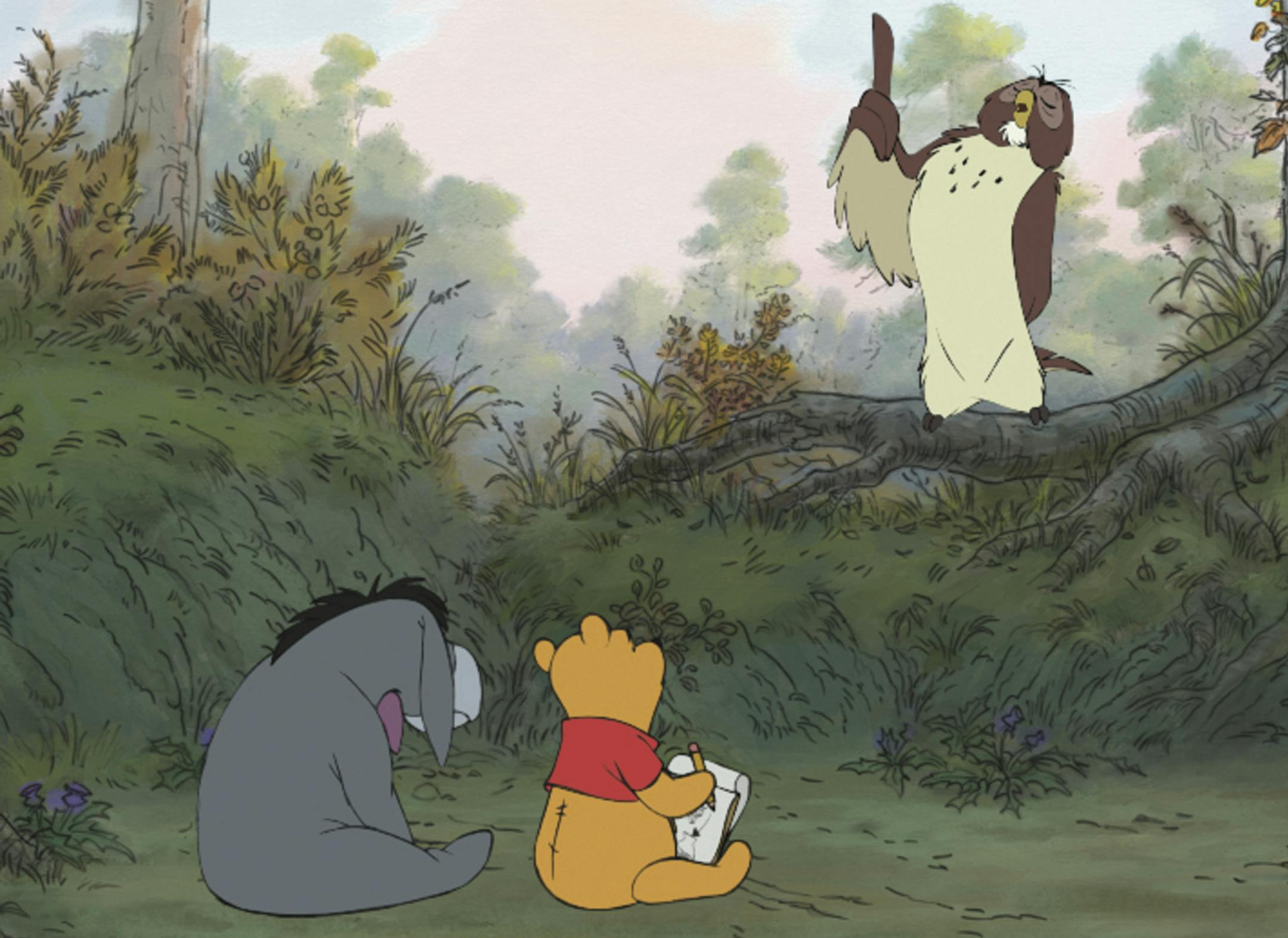 "WINNIE THE POOH" Film Frame (L-R) Eeyore, Winnie the Pooh, Owl ©Disney Enterprises, Inc. All rights reserved.