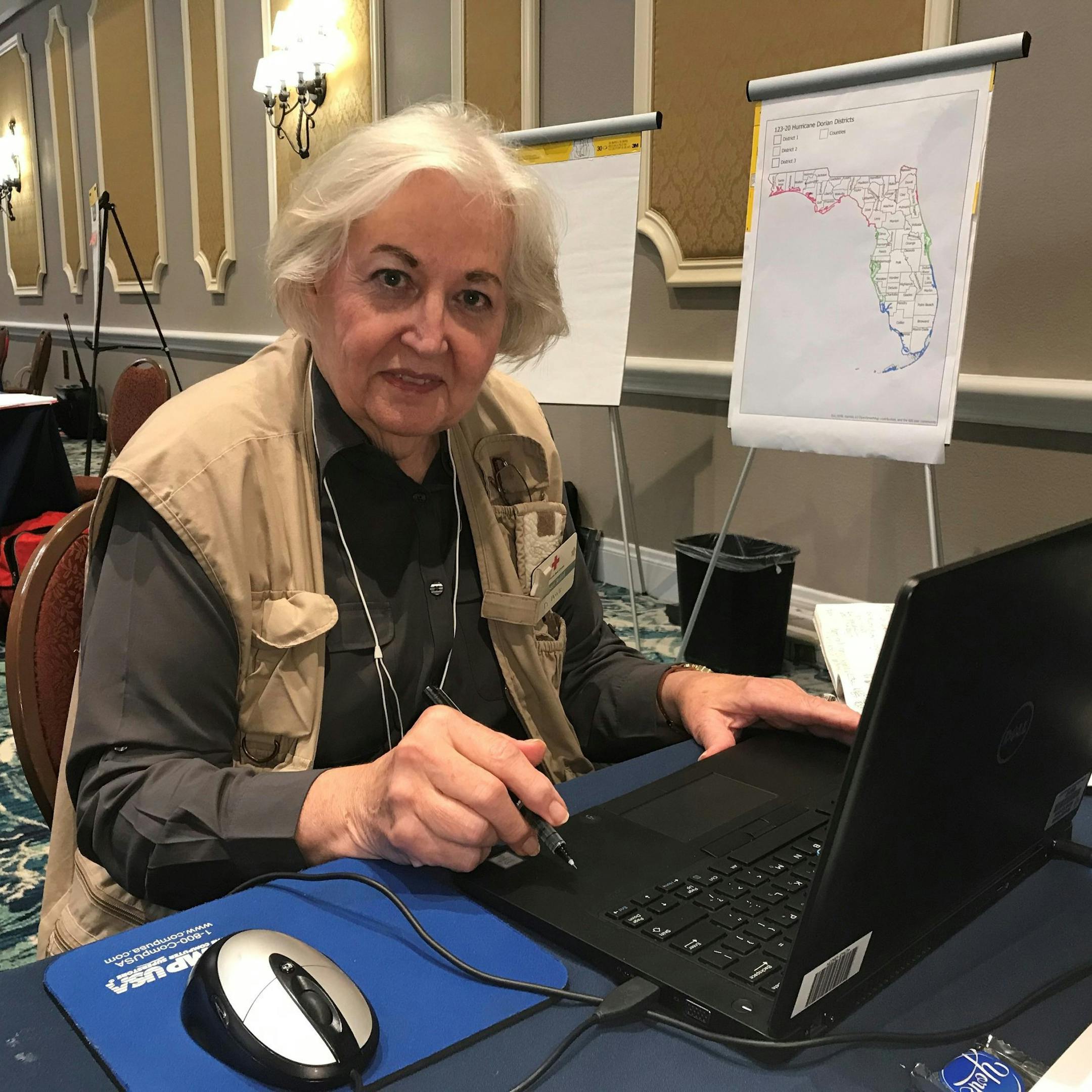Pj Doyle, a Red Cross volunteer from Minneapolis, is helping coordinate relief efforts in North Carolina after Hurricane Dorian.
