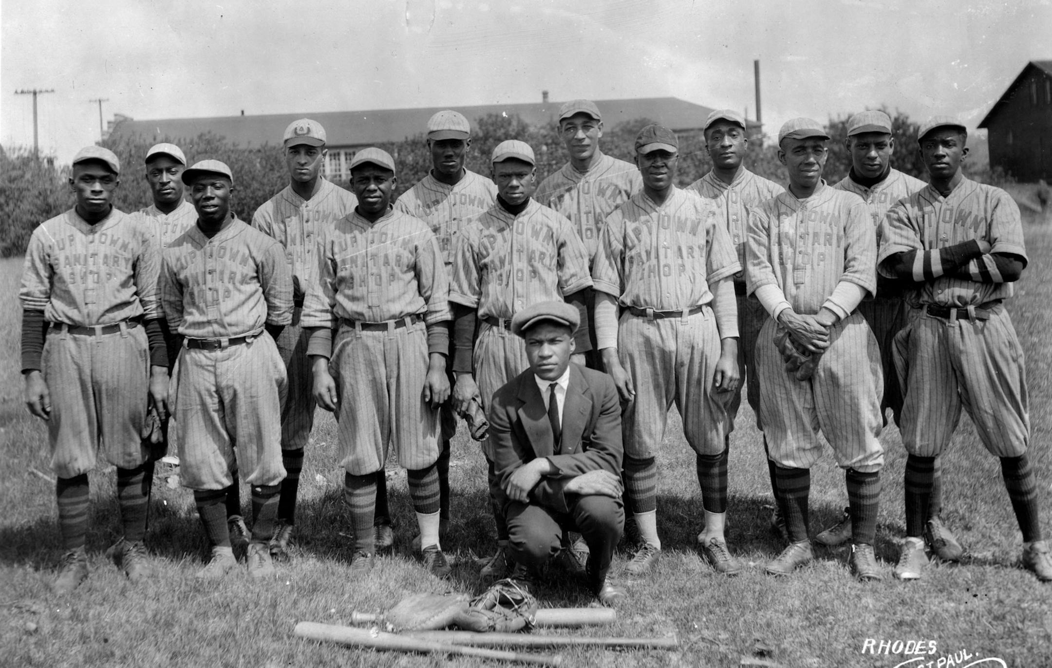The Uptown Sanitary Shop baseball team of St. Paul in 1923. Photo courtesy of the Minnesota Historical Society.