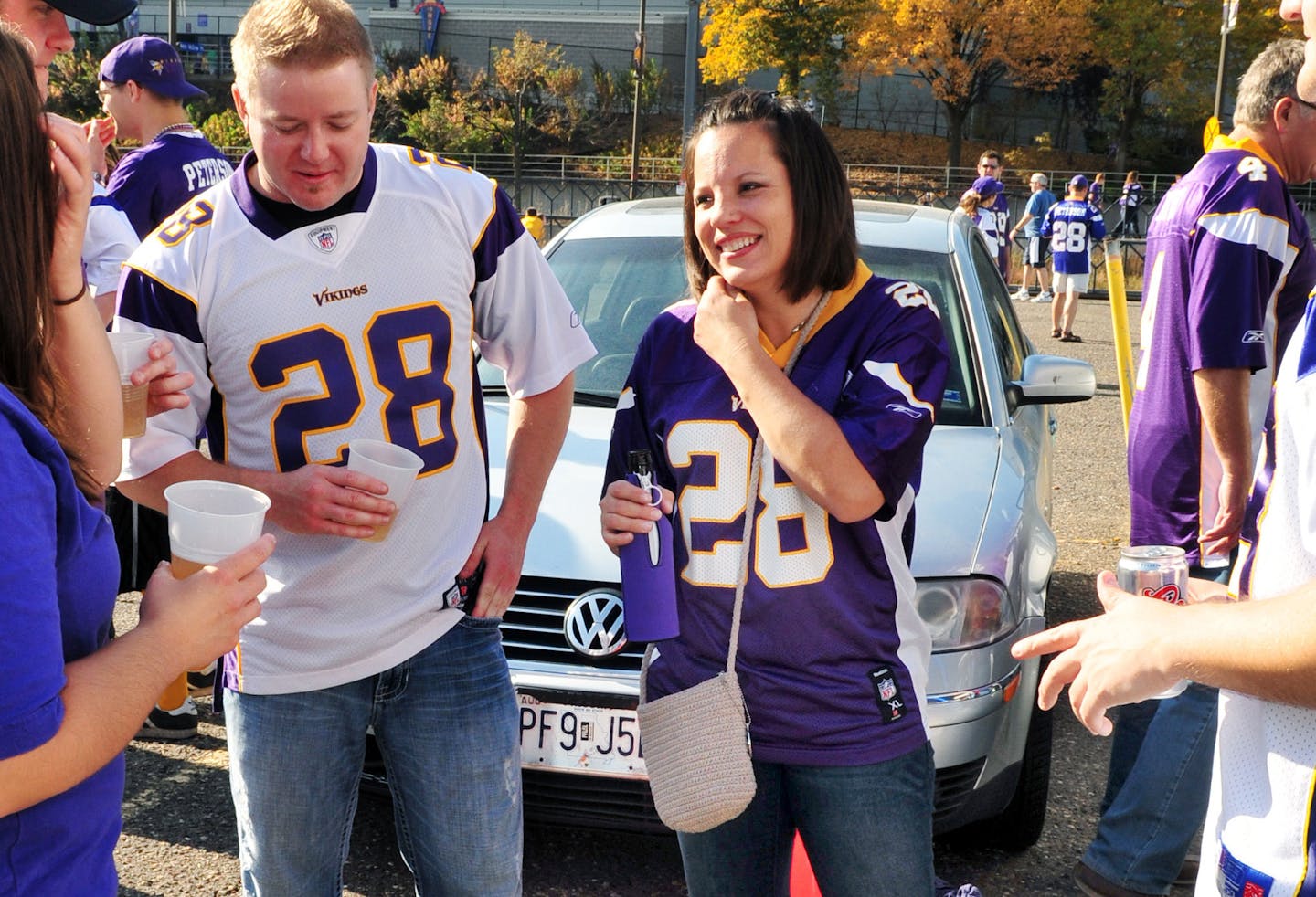 Vikings fans tailgate near the Metrodome prior to Sunday's game against the Arizona Cardinals. Photo by Bre McGee. ORG XMIT: MIN2013080816410785