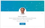 The LinkedIn profile of University of Minnesota Prof. Davis Logsdon. "There's a very dogged Logsdon superfan out there," says Andy Borowitz.