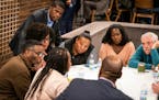 St. Paul Mayor Melvin Carter, top, listened in on small groups of community listening circles earlier this month.