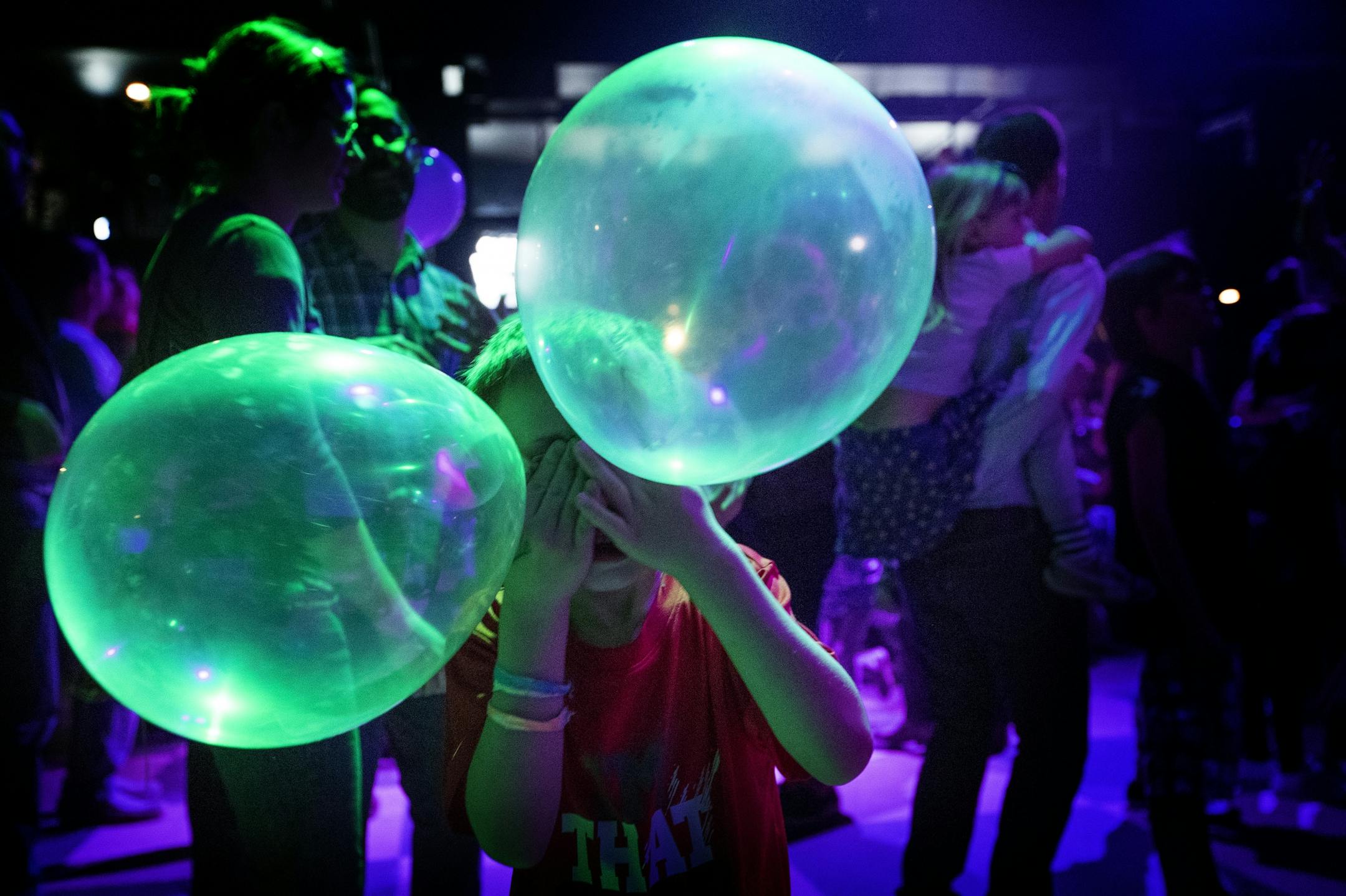 Colton Steiner, 6, of Brooklyn Park played with balloons at the I Would Dance 4 You party at First Avenue.