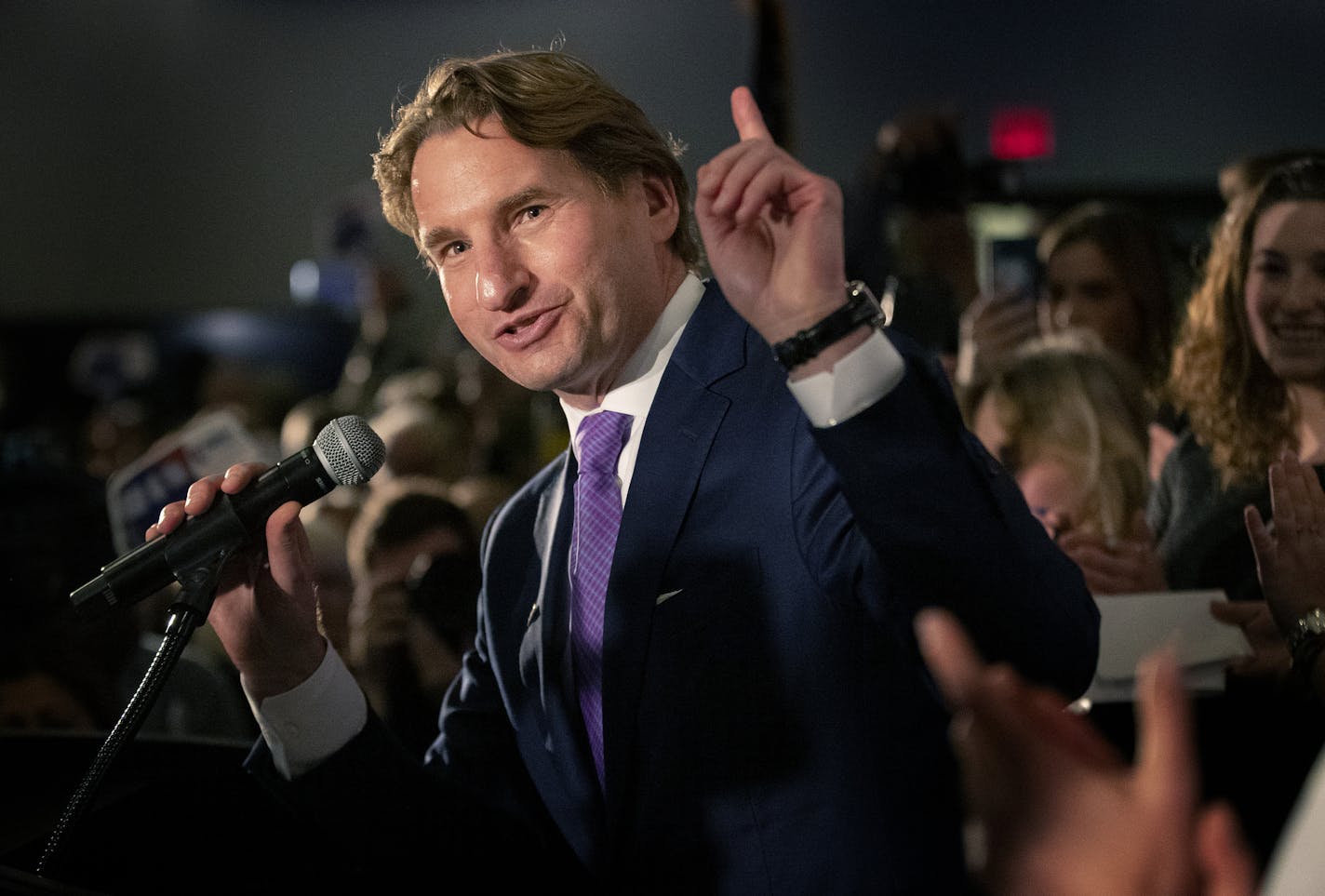 Dean Phillips addressed supporters at his election night headquarters at the Hilton Bloomington. ] CARLOS GONZALEZ &#x2022; cgonzalez@startribune.com &#x2013; Bloomington, MN &#x2013; November 6, 2018, Hilton Bloomington, Minnesota's eight U.S. House races, Dean Phillips election night headquarters ORG XMIT: MIN1811062218332917