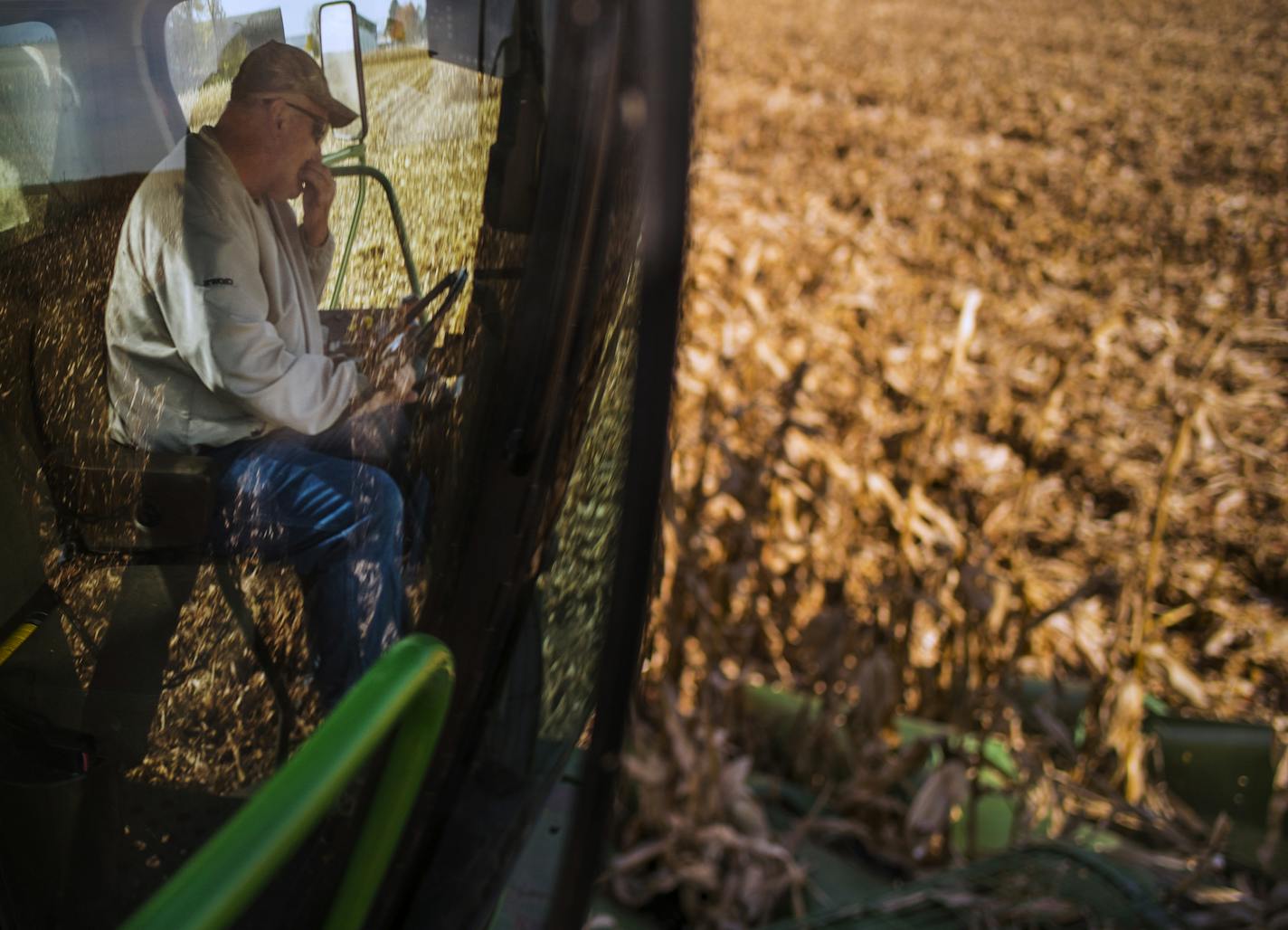 Ed McNamara is a one-man farming crew as he set off to harvest his 200 acres of corn.