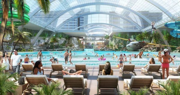 A rendering of a proposed water park adjoining the Mall of America.