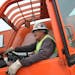 Alex Blue, of the Upper Sioux reservation in western MN, works as a forklift operator for PCL.