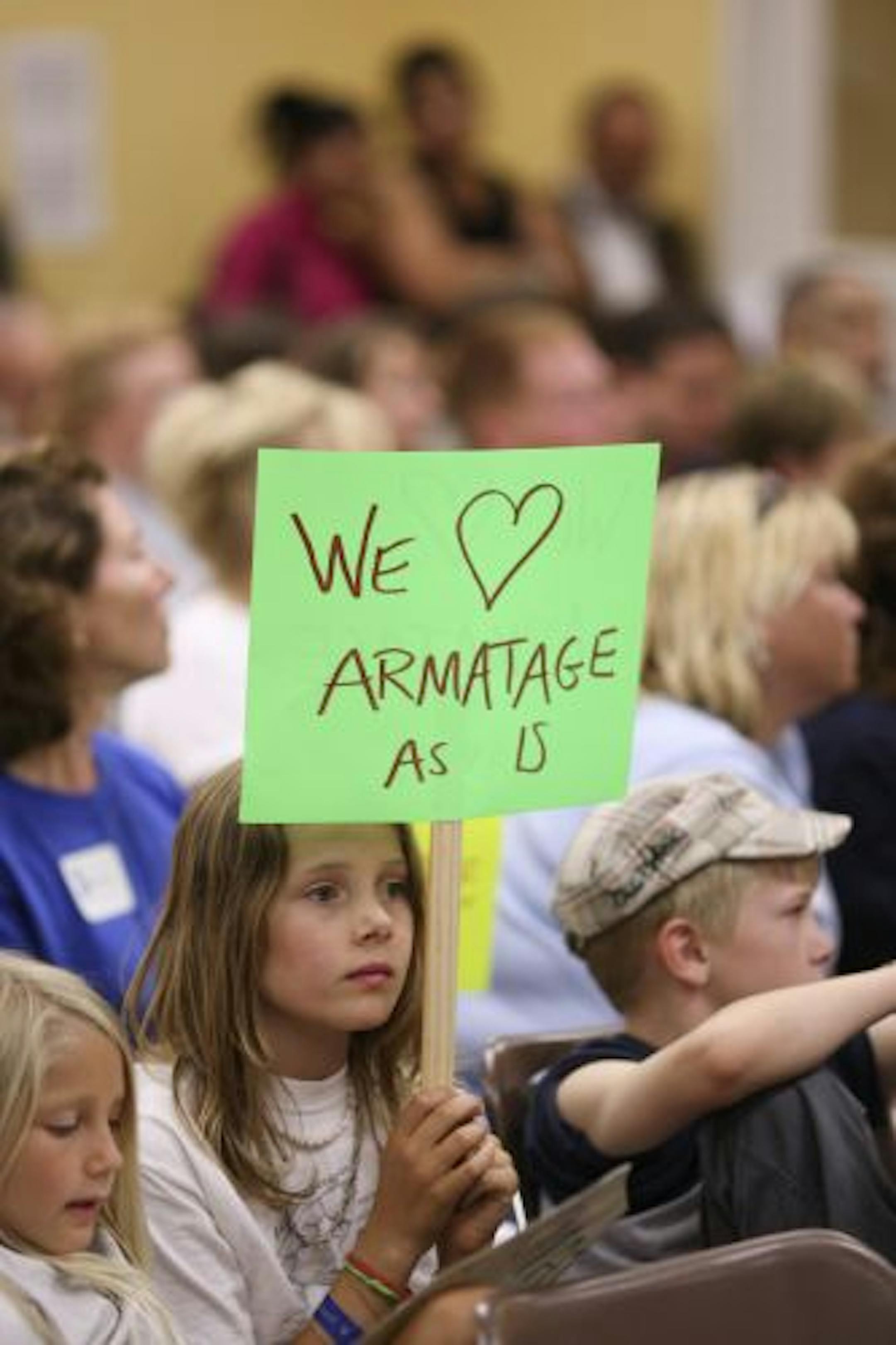 Gerhardt Robinson, 11, a student at Armatage, attended the Minneapolis school board meeting Tuesday night with his family to show his support for his school.