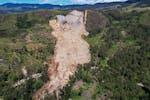 This photo released by UNDP Papua New Guinea, shows a landslide in Yambali village, in the Highlands of Papua New Guinea, Monday, May 27, 2024. Author