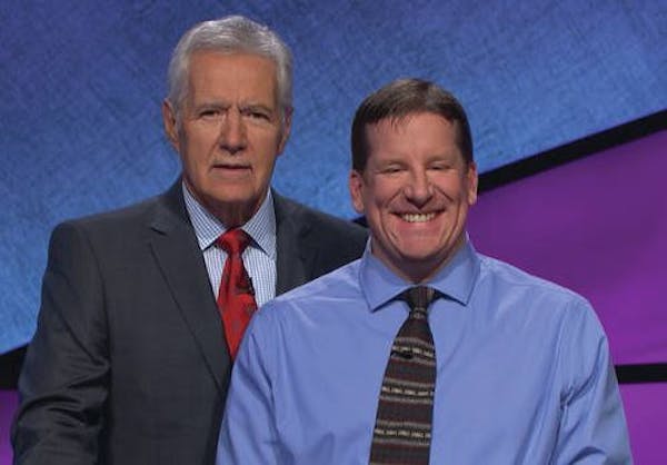 Game show host Alex Trebek and "Jeopardy!" phenom Rob Worman, of Edina.
