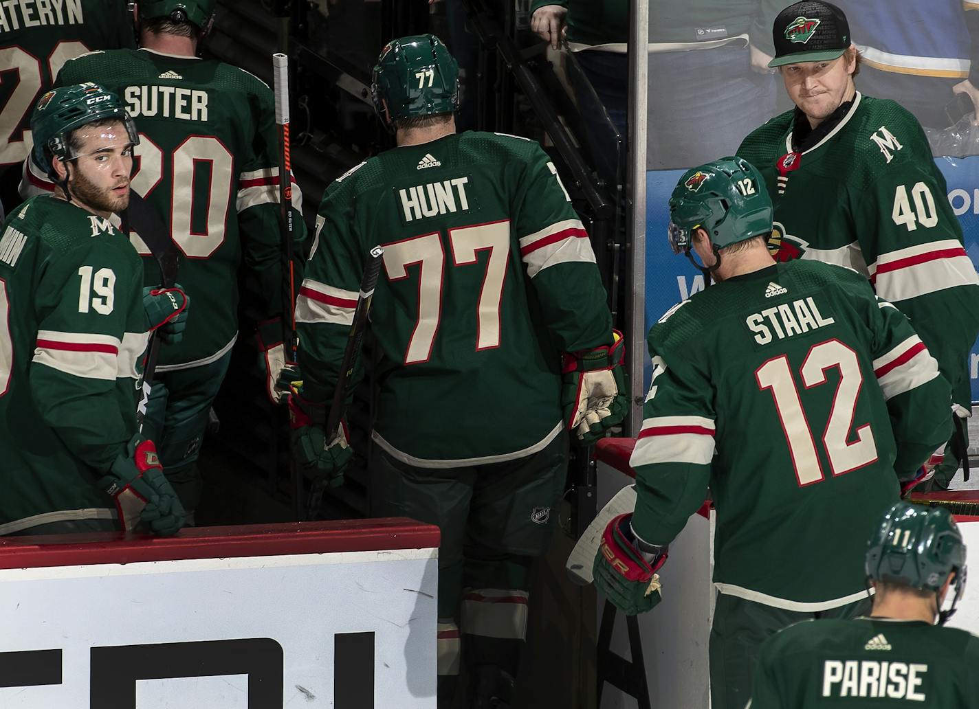 Minnesota Wild players headed to the locker room after getting shut out at home against the St. Louis Blues 4-0.