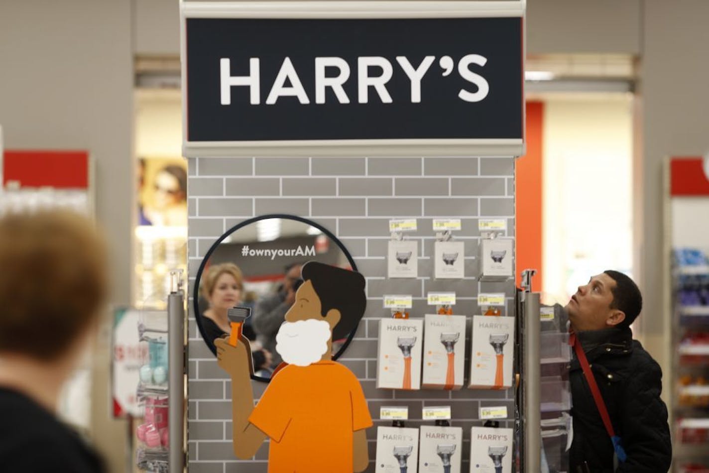 Harry's men's shaving display at an endcap at the downtown Target Wednesday April 12, 2017 in Minneapolis ,MN.