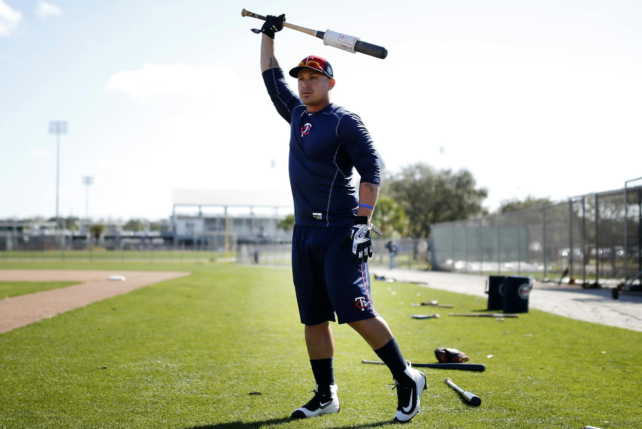Oswaldo Arcia prepared to take batting practice during a spring training workout in Fort Myers, Fla.