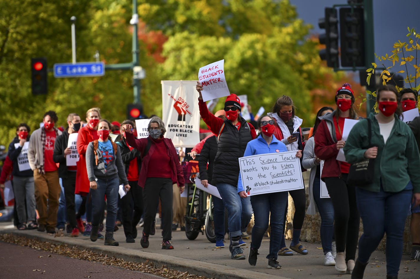 St. Paul educators and supporters converged with their Minneapolis counterparts in Minneapolis off the Lake Street-Marshall Bridge for a rally in late September.