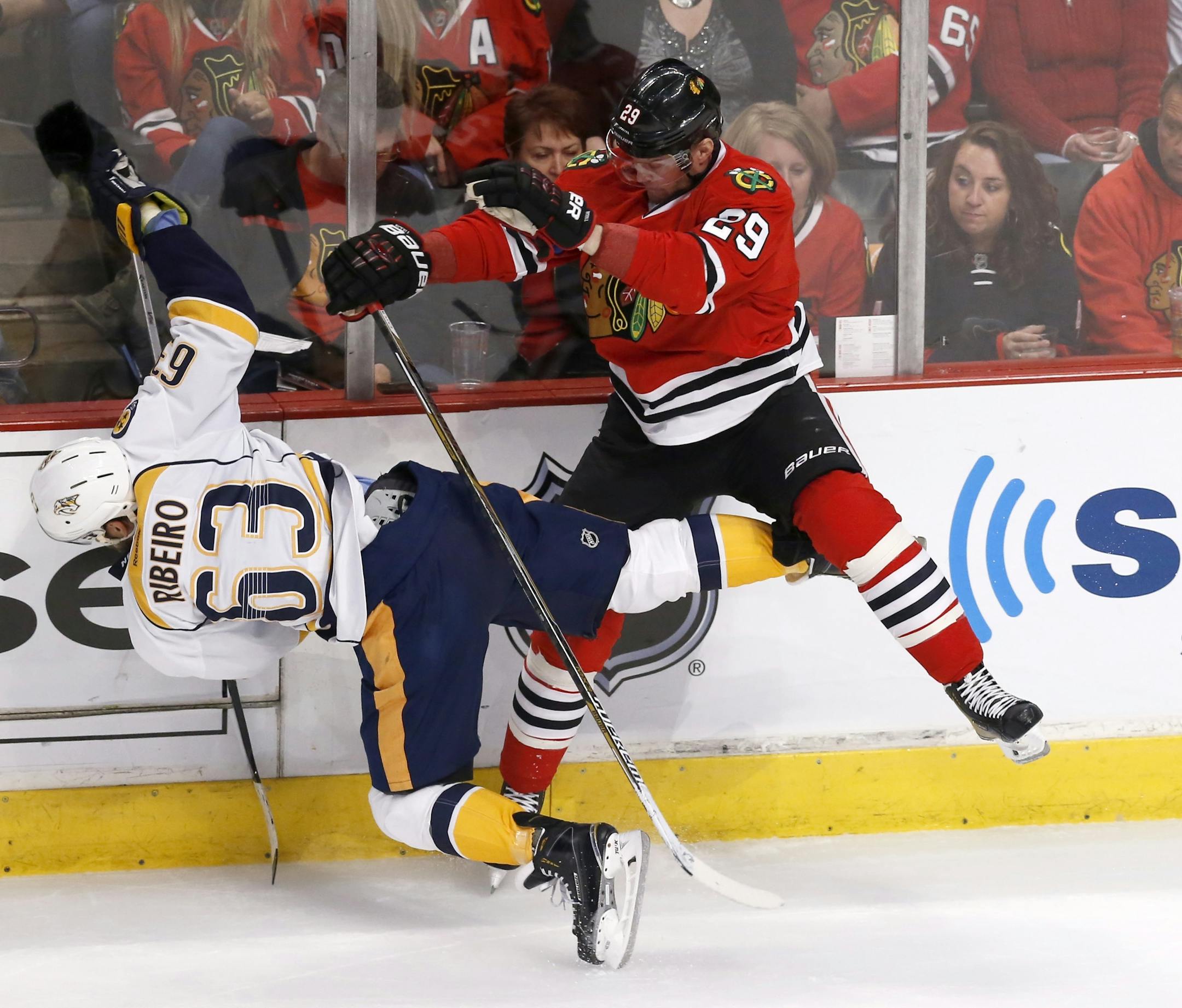 No player has scored more goals against the Wild since 2013 than Blackhawks winger Bryan Bickell (29).