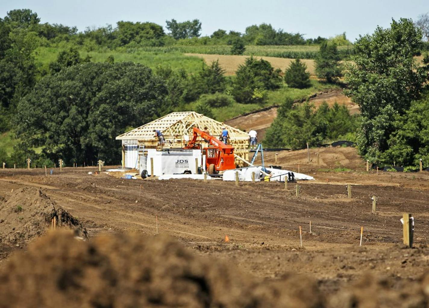 Work took place for a nearly 200 tent VIP campsite on the Somerset Amphitheater grounds, Aug. 3, 2011. An additional 2000 general admission compsites will also be available on the grounds.