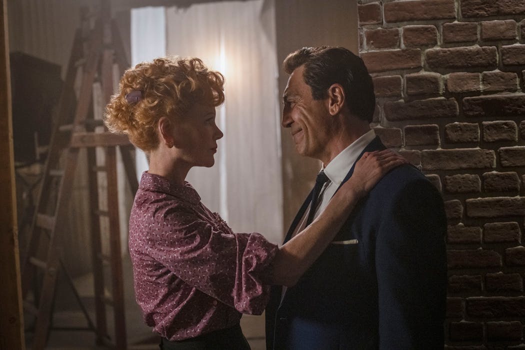 Nicole Kidman, left, and Javier Bardem in “Being the Ricardos.”