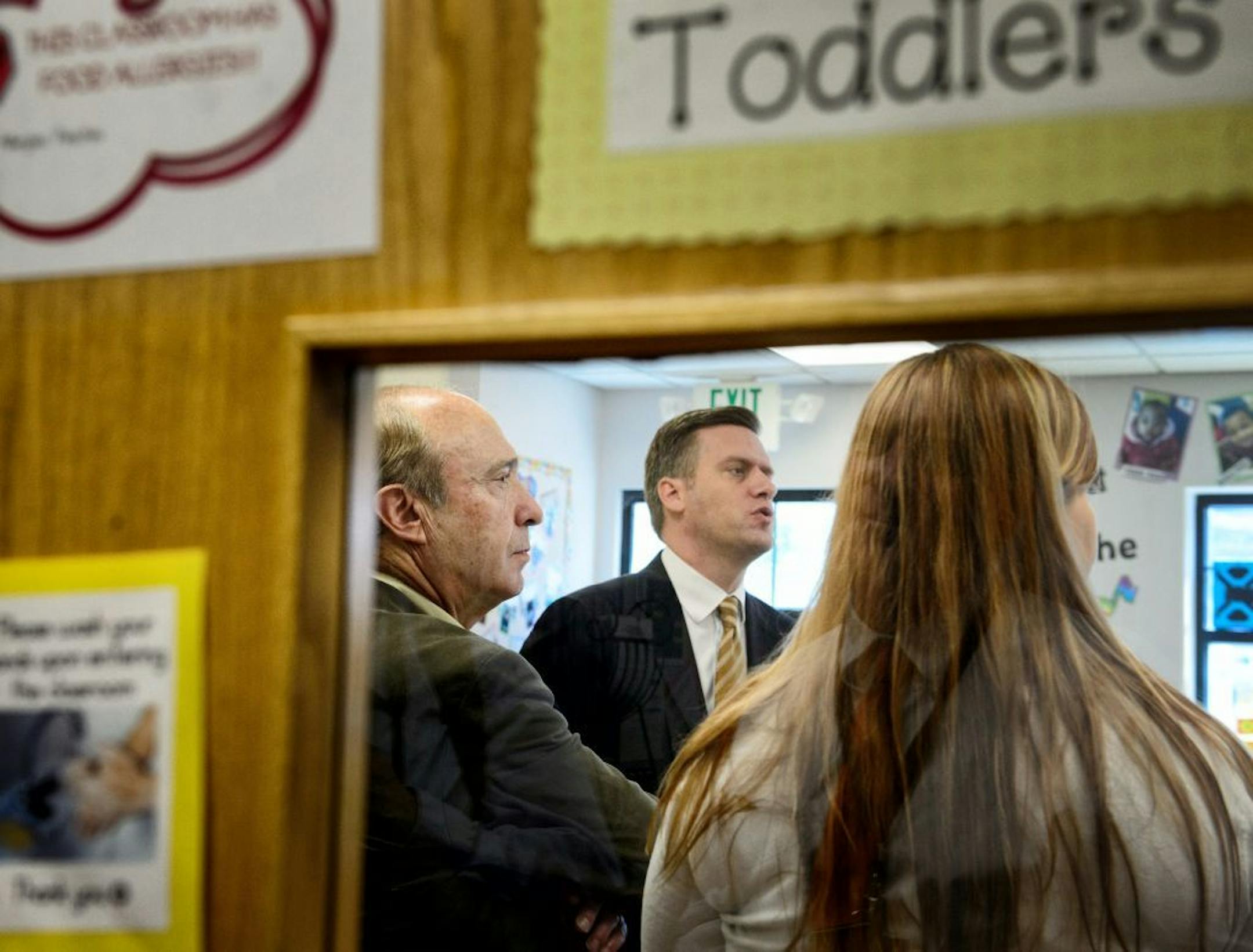 Art Rolnick and Speaker Kurt Daudt toured the New Horizon Academy daycare in St. Paul.