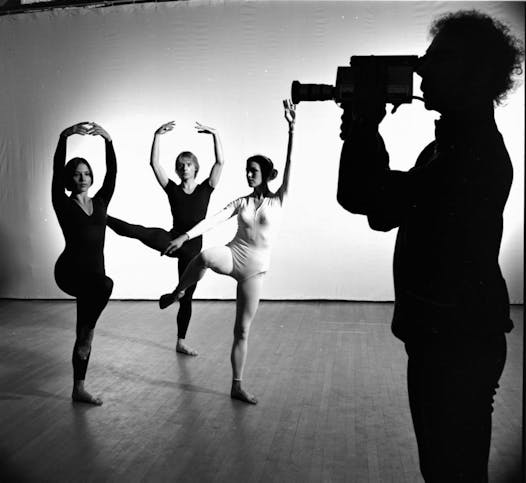 Merce Cunningham (right) and company performing 