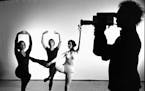 Merce Cunningham and company performing "TV Rerun" at Westbeth in January 1975.